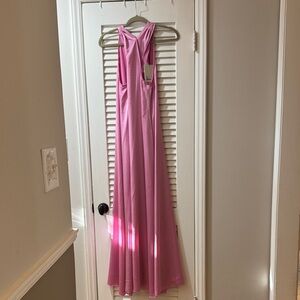 Elegant Pink Halter Maxi Dress